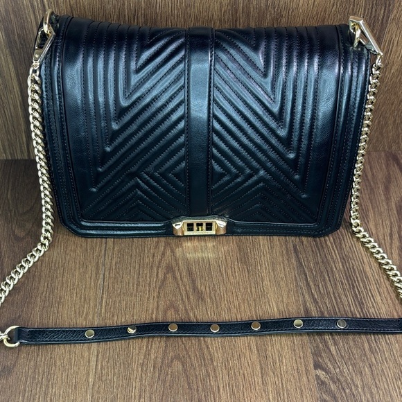 Rebecca Minkoff Black and Gold Crossbody Bag with Structured Design - Picture 11 of 16